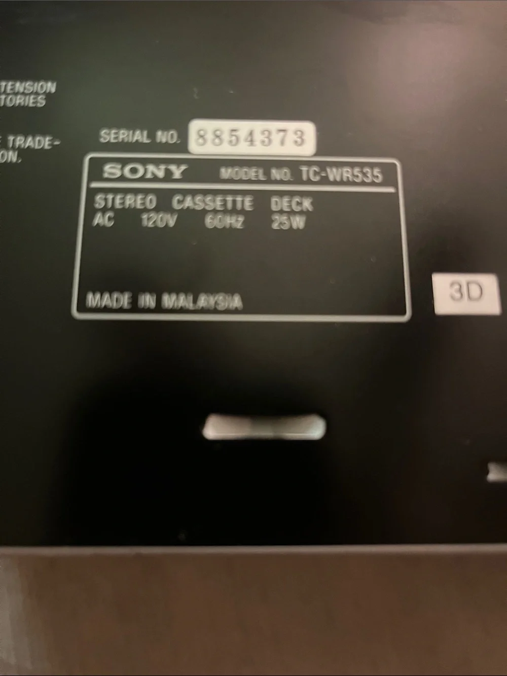 Sony Black Portable Cassette Player with Auto Reverse